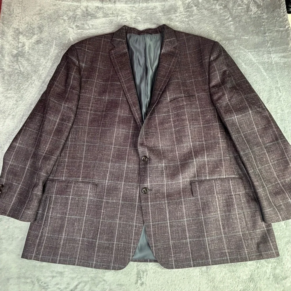 Ralph Lauren Sport Coat Men 56R Burgundy Plaid Wool Silk Linen Blazer Canada